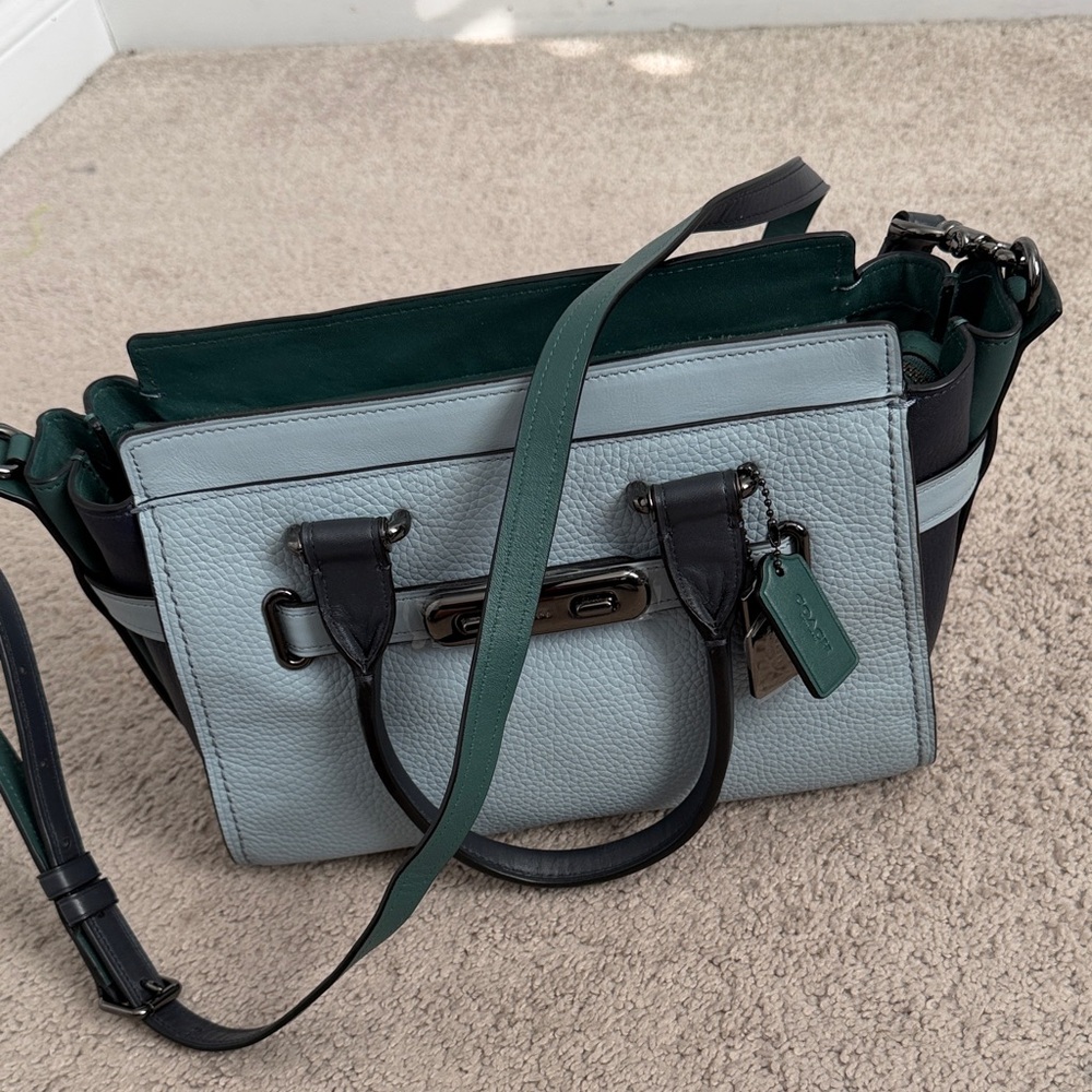 Coach color block satchel , green, blue and navy
NWOT